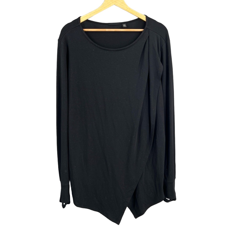 Betabrand Top Black Asymmetric Hem Wrap‎ Look Minimalist Comfort Knit Womens XXL